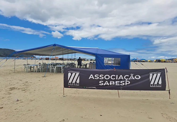 Foto da barraca de praia da Associação Sabesp